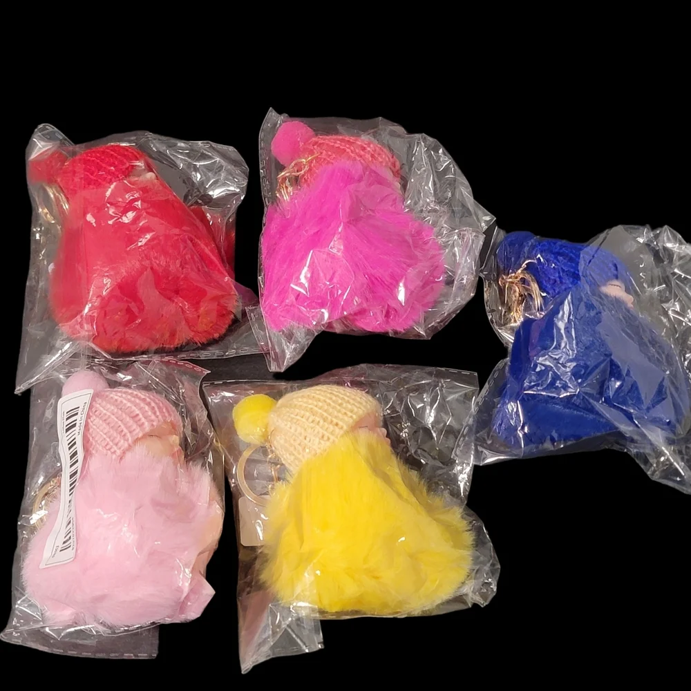 Keychain Cute Fluffy Plush Mini Doll Keychain For Women Bags Key Ring Gift Decor